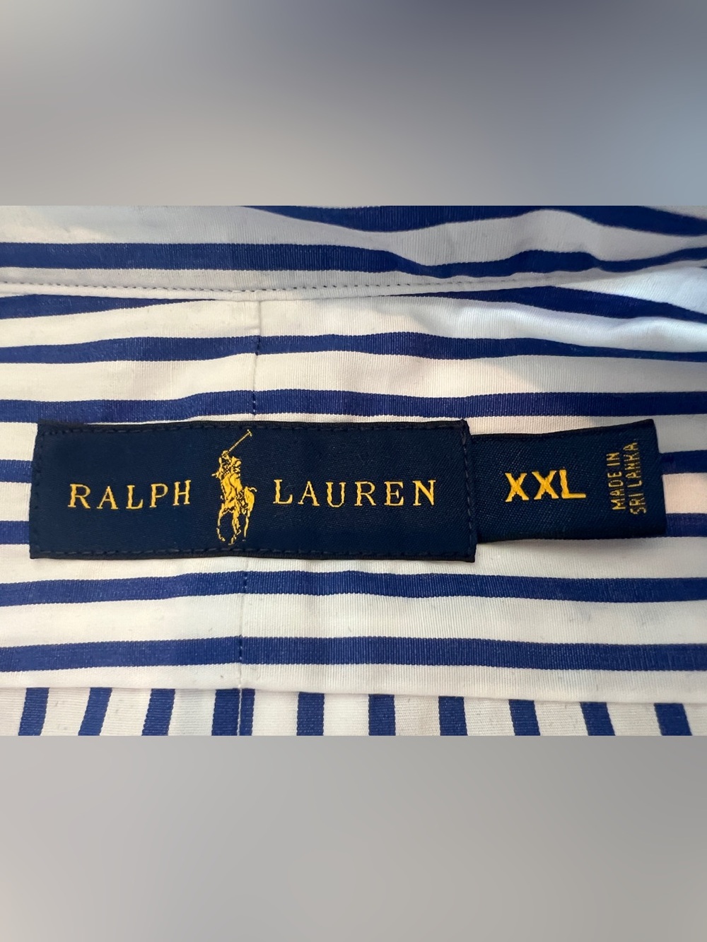 Ralph Lauren 100% Cotton Navy & White Stripe Button-Down Dress Casual Shirt-XXL - Picture 3 of 8